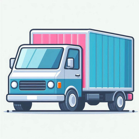 Cargo delivery truck. Flat style vector illustration isolated on white background.のイラスト素材
