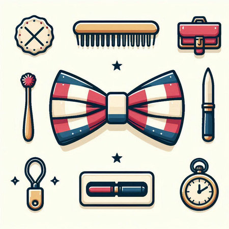 Vector illustration of a set of icons for men's accessories and clothingのイラスト素材
