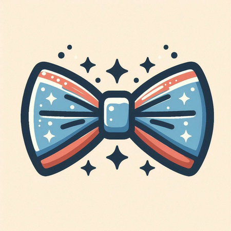 Vector hand drawn illustration of a bow tie with stars. Doodle style.のイラスト素材
