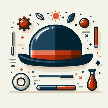 Vintage gentleman hat and accessories. Vector illustration in flat style.のイラスト素材