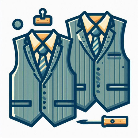 Vector illustration of a set of men's suits and accessories on a white background.のイラスト素材