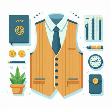 Flat style vector illustration of a business man's suit and accessories.のイラスト素材