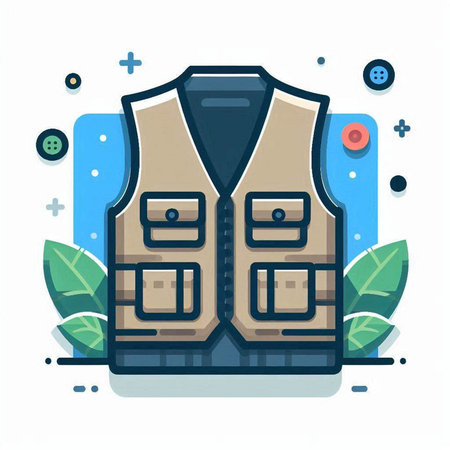 Vector illustration of a vest in flat style on a white background.のイラスト素材