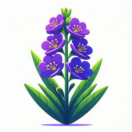 Bouquet of purple flowers on a white background. Vector illustration.のイラスト素材