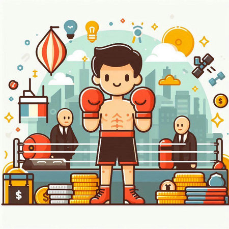 Flat design modern vector illustration concept of boxing, muay thai.のイラスト素材