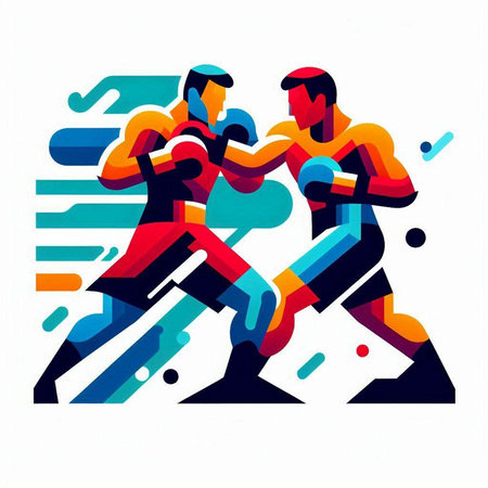 Boxing, muay thai, kickboxing, vector illustrationのイラスト素材