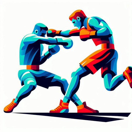 Two Boxers are sparring. Vector illustration in retro style.のイラスト素材