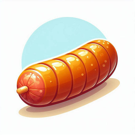 Sausage on a white background. Vector illustration of a sausage.のイラスト素材