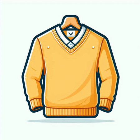 Vector illustration of a yellow sweater on a white background. Fashion illustration.のイラスト素材