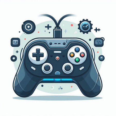 Gamepad on a white background. Vector illustration in cartoon style.のイラスト素材