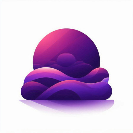 abstract background with sun and clouds in purple colors, vector illustrationのイラスト素材