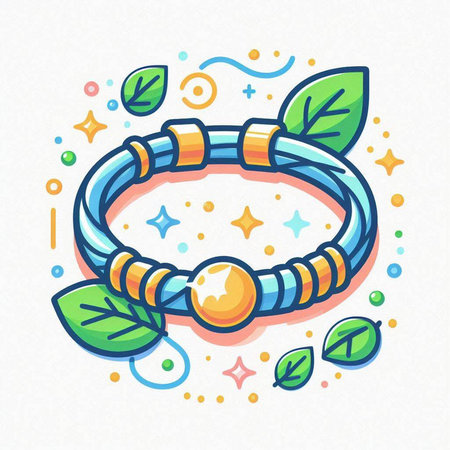 Beaded bracelet. Hand drawn vector illustration in doodle style.のイラスト素材