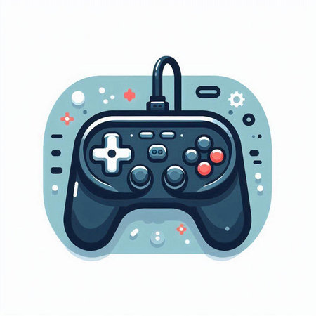 Retro video game controller on a white background, vector illustration.のイラスト素材
