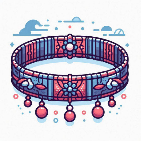 Hand drawn vector illustration of a boho style bracelets with ornaments.のイラスト素材