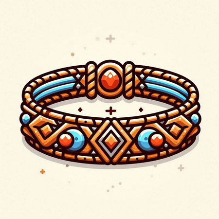 Vector hand drawn illustration of boho bracelets. Vintage style.のイラスト素材
