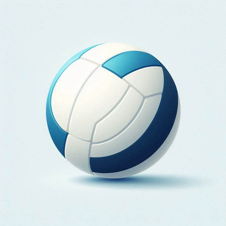 Volleyball ball with shadow on a blue background. Vector illustration.のイラスト素材