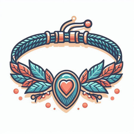 Hand drawn boho style bracelets and hearts. Vector illustration.のイラスト素材