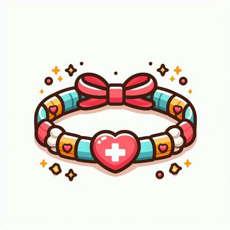 Colorful vector illustration of a bracelet with a heart and stars.のイラスト素材