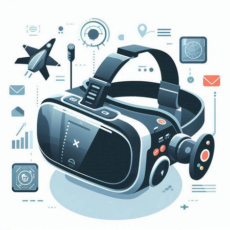Virtual reality headset. Future technology concept. Vector illustration in flat styleのイラスト素材