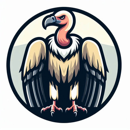 Illustration of a vulture viewed from front set inside circle on isolated background done in retro style.のイラスト素材