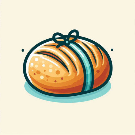 Illustration of a fresh loaf of bread on a light background.のイラスト素材