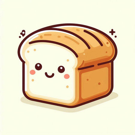 Cute cartoon bread. Vector illustration of a cute bread character.のイラスト素材