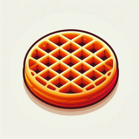 Illustration of a round waffle on a light background - vectorのイラスト素材