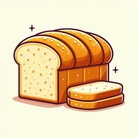 Illustration of a piece of bread on a white background. Vector illustrationのイラスト素材