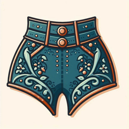 Vector illustration of a men's underpants. Underpants with floral ornament.のイラスト素材