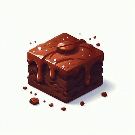 Illustration of a piece of chocolate cake on a white background.のイラスト素材
