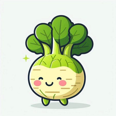 Cute kawaii turnip vegetable cartoon character vector illustration.のイラスト素材