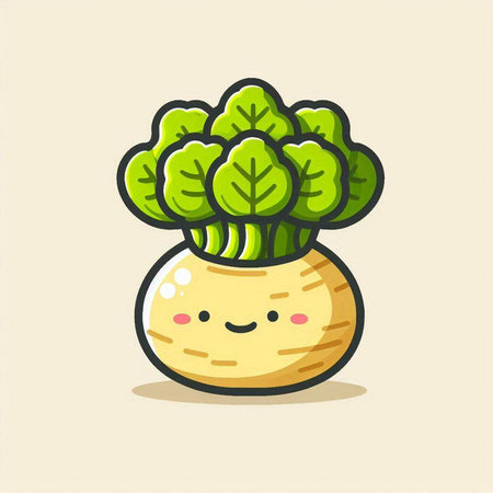 Cute kawaii lettuce in a pot. Vector illustration.のイラスト素材