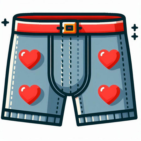 Shorts with hearts. Vector illustration isolated on a white background.のイラスト素材
