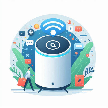 Smart air purifier system. Vector illustration in flat design style.のイラスト素材