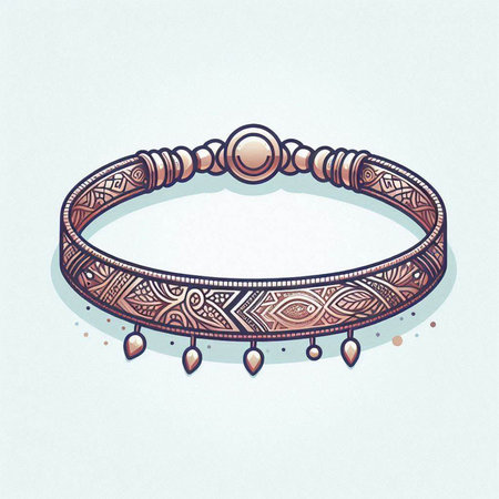 Indian Bracelet. Hand drawn illustration. Boho style.のイラスト素材