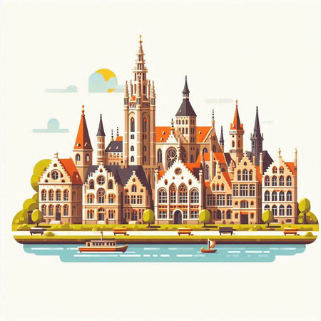Landmark of the city of Gdansk, Poland. Vector illustration.のイラスト素材