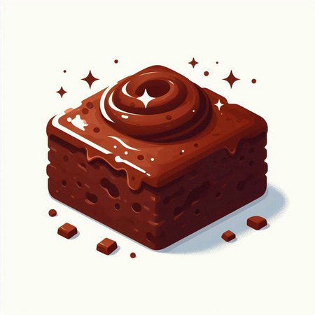 Illustration of a piece of chocolate cake on a white background.のイラスト素材