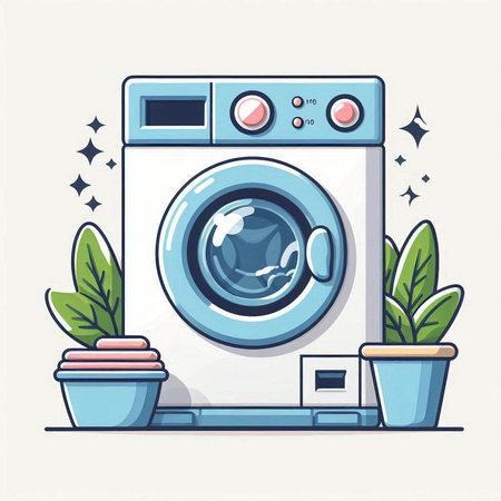 Washing machine in flat style. Washing machine vector illustration.のイラスト素材