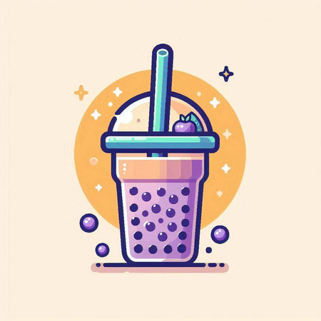 Milkshake in a plastic cup with a straw. Vector illustration.のイラスト素材