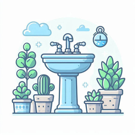 Bathroom interior. Vector illustration in doodle style.のイラスト素材