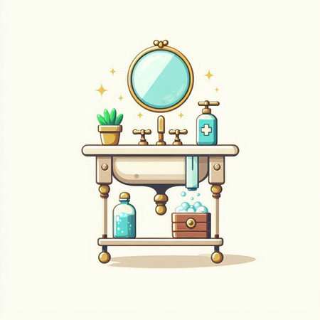 Furniture in the bathroom. Bathroom interior. Vector illustrationのイラスト素材