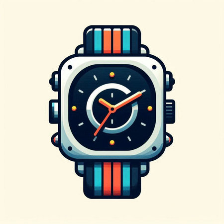 Cartoon wristwatch icon in flat style isolated on white background. Vector illustration.のイラスト素材