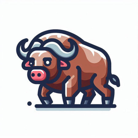 Vector illustration of a cute bull. Isolated on white background.のイラスト素材