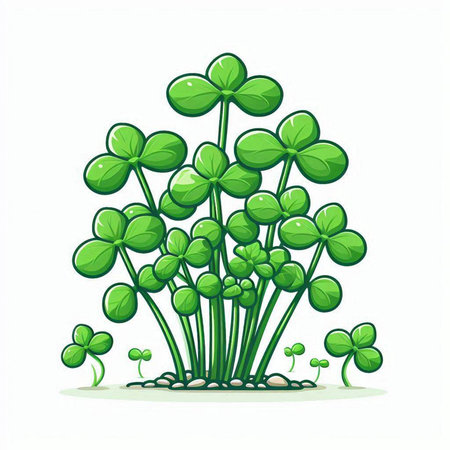 Illustration of a green clover isolated on a white background.のイラスト素材