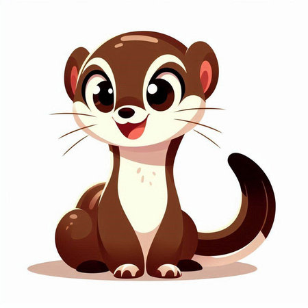 Cute cartoon ferret. Vector illustration isolated on white background.のイラスト素材