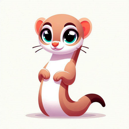 Cute ferret on white background. Cartoon animal. Vector illustration.のイラスト素材