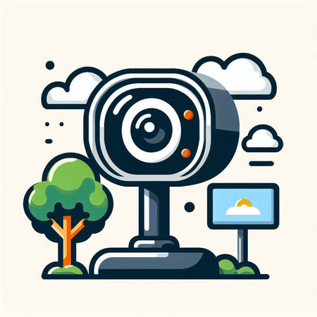 Webcam icon in flat style. Webcam vector illustration on white isolated background. Webcam icon in flat style. Webcam icon. Webcam icon. Webcam icon. Webcam iconのイラスト素材
