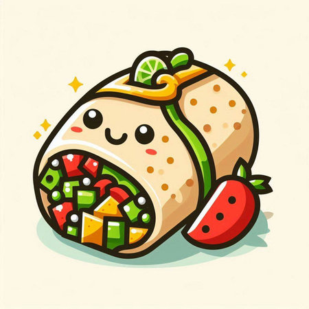 Kawaii sushi roll. Vector illustration. Cute cartoon character.のイラスト素材