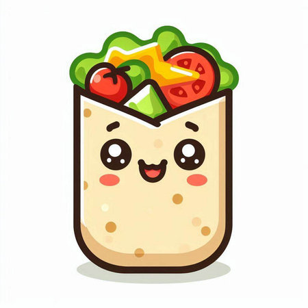 Kawaii doner kebab icon. Vector illustration.のイラスト素材