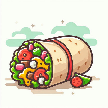 Illustration of a mexican burrito in a flat styleのイラスト素材